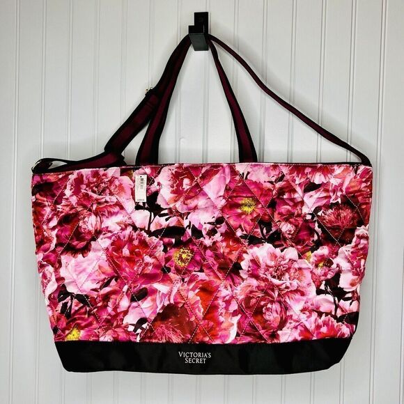 Victoria Secret Floral Tote Rose Flowers Weekender Bag Limited Edition NWT $78 - Picture 1 of 9